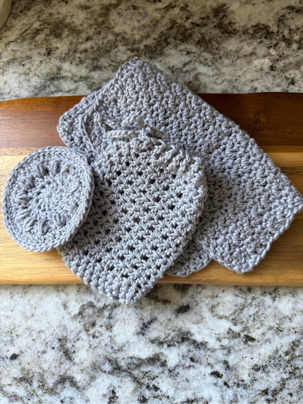 Handmade Crochet Bath & Spa Set in Light Gray